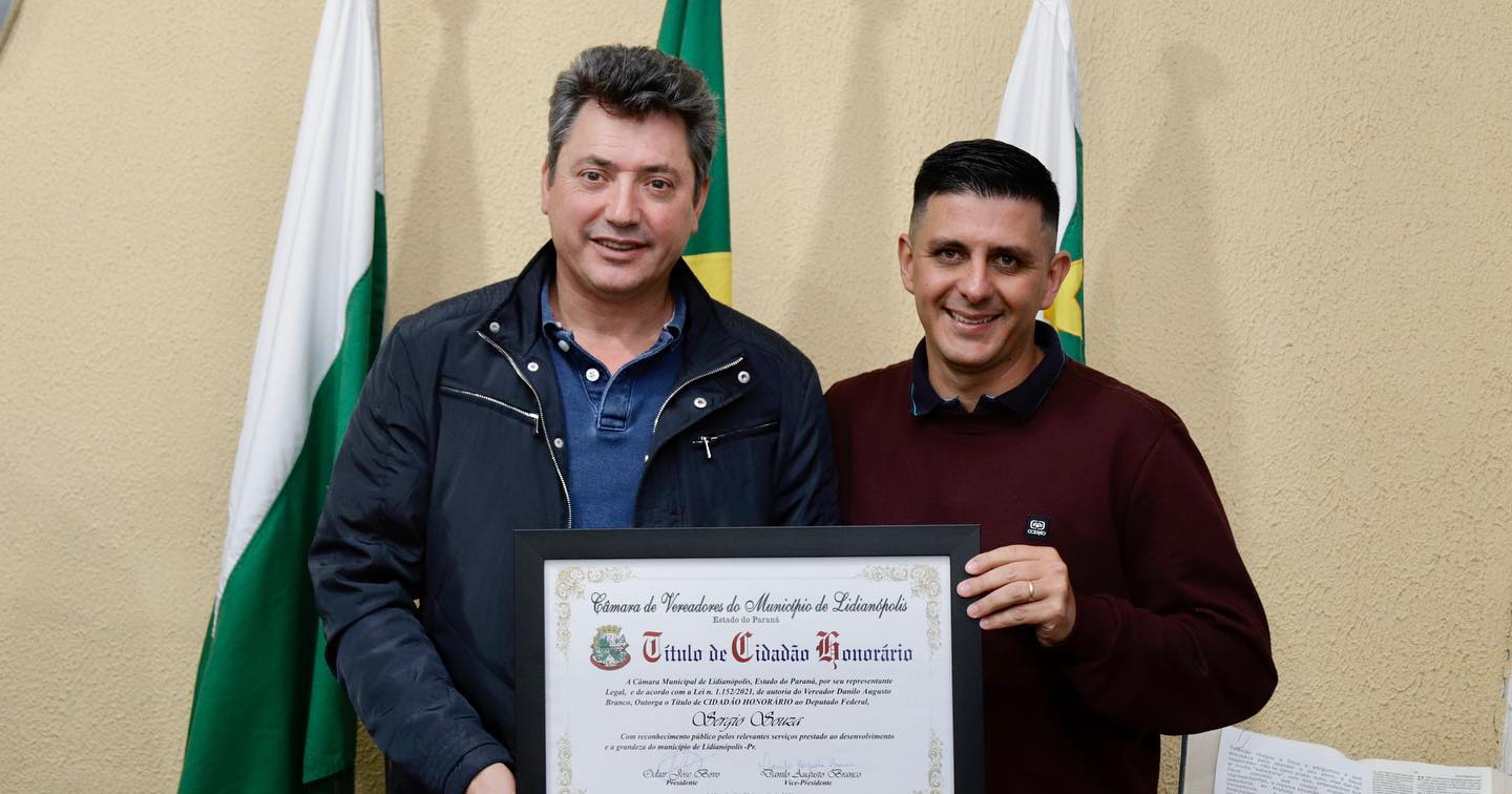 Read more about the article Sérgio Souza recebe título de cidadão honorário de Lidianópolis
